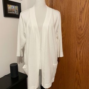 Leo & Nicole white open front cardigan - ¾ sleeve - size 1X - NWT